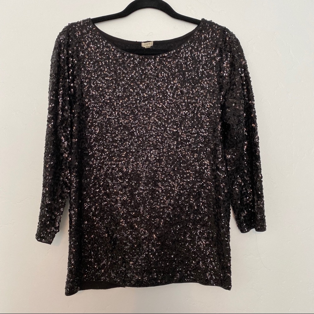 J.Crew Black Sequin Top
